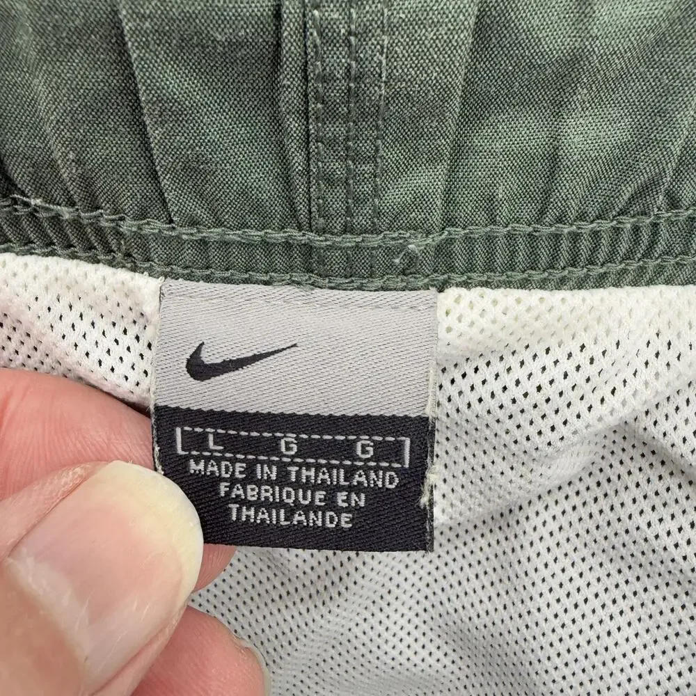 Nike‎ Shorts Mens Large Green Swim Trunks Mesh Lined Drawstring Swoosh Graphic
